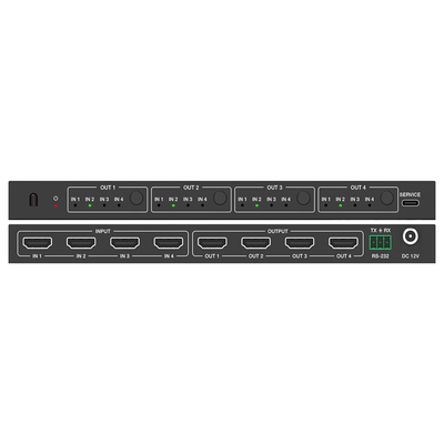 Matriz de Video HDMI 4×4 | Ancho de Banda 10.2 Gbps | Resolución 4K@30Hz | Escalado a 1080P, 720P, 1920×1200, 4K30 | Modos Matriz y Video Wall | Control RS-232 y Remoto Infrared - imagen 4