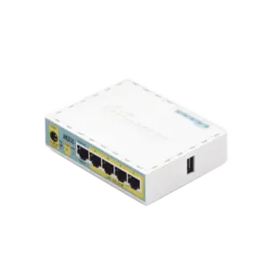 (hEX PoE LITE) RouterBoard, 5 Puertos Fast Ethernet, 4 con PoE Pasivo, 1 Puerto USB