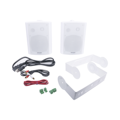 Altavoces Amplificada de Montaje en Pared 5″+1.5″ | RMS 20W@8ohms y Pasivo 20W | Material ABS | Reja Metálica | Bracket de Metal | Color Blanco - imagen 5
