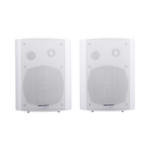 Altavoces Amplificada de Montaje en Pared 5″+1.5″ | RMS 20W@8ohms y Pasivo 20W | Material ABS | Reja Metálica | Bracket de Metal | Color Blanco miniatura 1