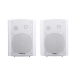 Altavoces Amplificada de Montaje en Pared 5"+1.5" | RMS 20W@8ohms y Pasivo 20W | Material ABS | Reja Metálica | Bracket de Metal | Color Blanco