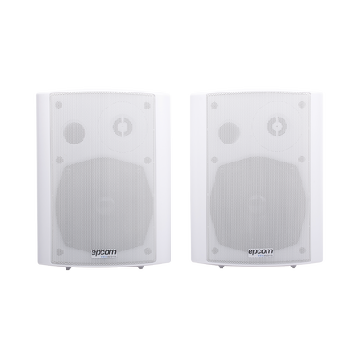Altavoces Amplificada de Montaje en Pared 5″+1.5″ | RMS 20W@8ohms y Pasivo 20W | Material ABS | Reja Metálica | Bracket de Metal | Color Blanco - imagen 1