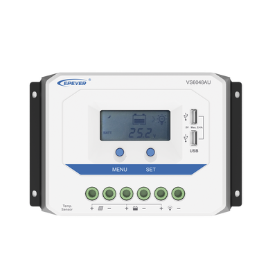 Controlador Solar PWM / 60A / 12/24V/36/48V / Doble USB / Pantalla LCD / Tierra Positivo Común - imagen 1