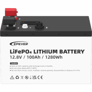 Batería de Litio LiFePO4 12.8Vcc, 100Ah, 1.28KwH, Pantalla LCD para Monitoreo Local, Carcasa Metálica