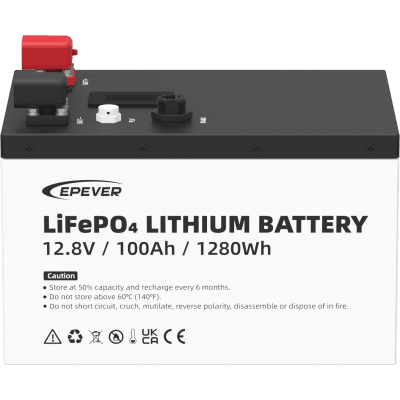 Batería de Litio LiFePO4 12.8Vcc, 100Ah, 1.28KwH, Pantalla LCD para Monitoreo Local, Carcasa Metálica - imagen 2