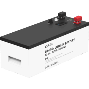 Batería de litio LiFeO4 12.8Vcc, 200Ah, 2.56Kwh, Pantalla LCD para Monitoreo Local, Carcasa Metálica