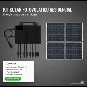 Kit Solar Interconexion / 2.5kW 220Vca / Microinversores Growatt / Montaje Incluido