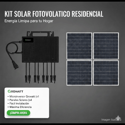 Kit Solar Interconexion  / 2.5kW  220Vca / Microinversores Growatt / Montaje Incluido - imagen 1