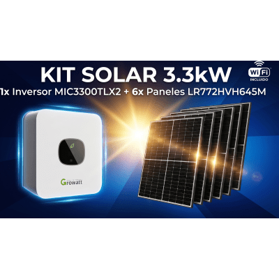 Kit Solar Interconexion  / 3kW  220Vca / Inversor GROWATT/ Montaje Incluido - imagen 1