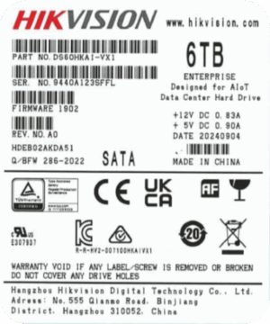 Disco Duro Enterprise para Videovigilancia 6TB / 7200 RPM / SATA 6 Gb/s / Caché 256 MB / Operación 24x7 / Carga de Trabajo 550 TB por Año /