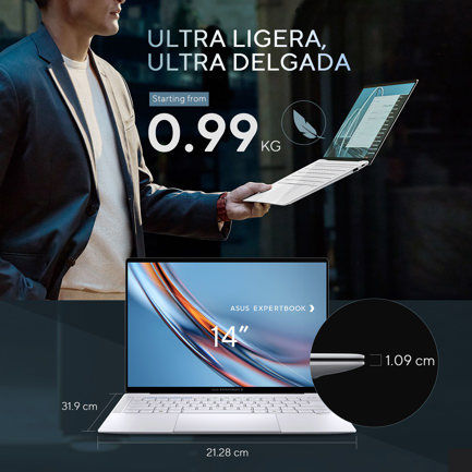 ExpertBook Ultra B9406CAA 90NX09J2-M00610 — Laptop ASUS: 14″ Pulgadas | Intel Core Ultra 7 356H | 32GB RAM | 1TB SSD | Windows 11 Pro - imagen 8